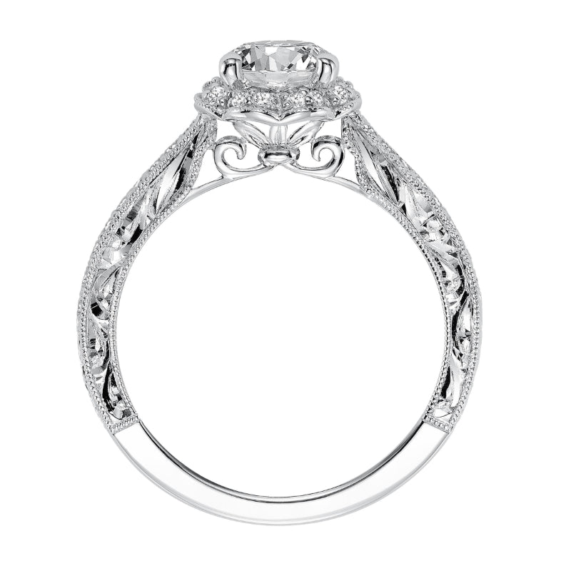 Artcarved Bridal Mounted with CZ Center Vintage Vintage Halo Engagement Ring Althea 14K White Gold