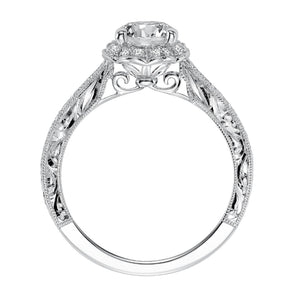 Artcarved Bridal Mounted with CZ Center Vintage Vintage Halo Engagement Ring Althea 14K White Gold