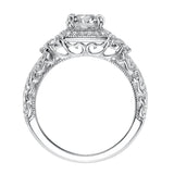 Artcarved Bridal Mounted with CZ Center Vintage Signature Halo Engagement Ring Alexandra 14K White Gold