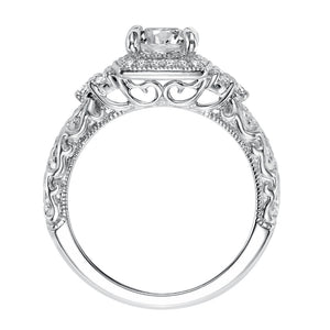 Artcarved Bridal Mounted with CZ Center Vintage Signature Halo Engagement Ring Alexandra 14K White Gold