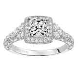 Artcarved Bridal Mounted with CZ Center Vintage Signature Halo Engagement Ring Alexandra 14K White Gold
