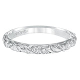 Artcarved Bridal Mounted with Side Stones Vintage Diamond Wedding Band Aurelie 14K White Gold
