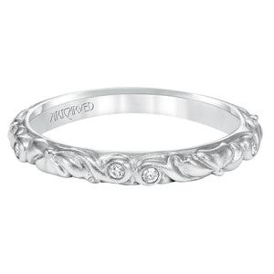 Artcarved Bridal Mounted with Side Stones Vintage Diamond Wedding Band Aurelie 14K White Gold