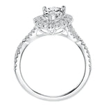 Artcarved Bridal Mounted with CZ Center Contemporary Bezel Halo Engagement Ring Genevieve 14K White Gold