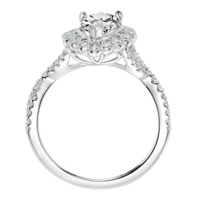 Artcarved Bridal Mounted with CZ Center Contemporary Bezel Halo Engagement Ring Genevieve 14K White Gold
