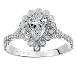 Artcarved Bridal Mounted with CZ Center Contemporary Bezel Halo Engagement Ring Genevieve 14K White Gold