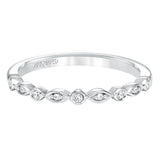 Artcarved Bridal Mounted with Side Stones Contemporary Bezel Halo Diamond Wedding Band Pia 14K White Gold