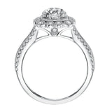 Artcarved Bridal Mounted with CZ Center Vintage Floral Halo Engagement Ring Jasmine 14K White Gold