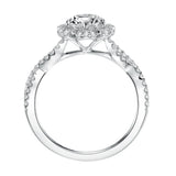 Artcarved Bridal Mounted with CZ Center Contemporary Floral Halo Engagement Ring Monique 14K White Gold