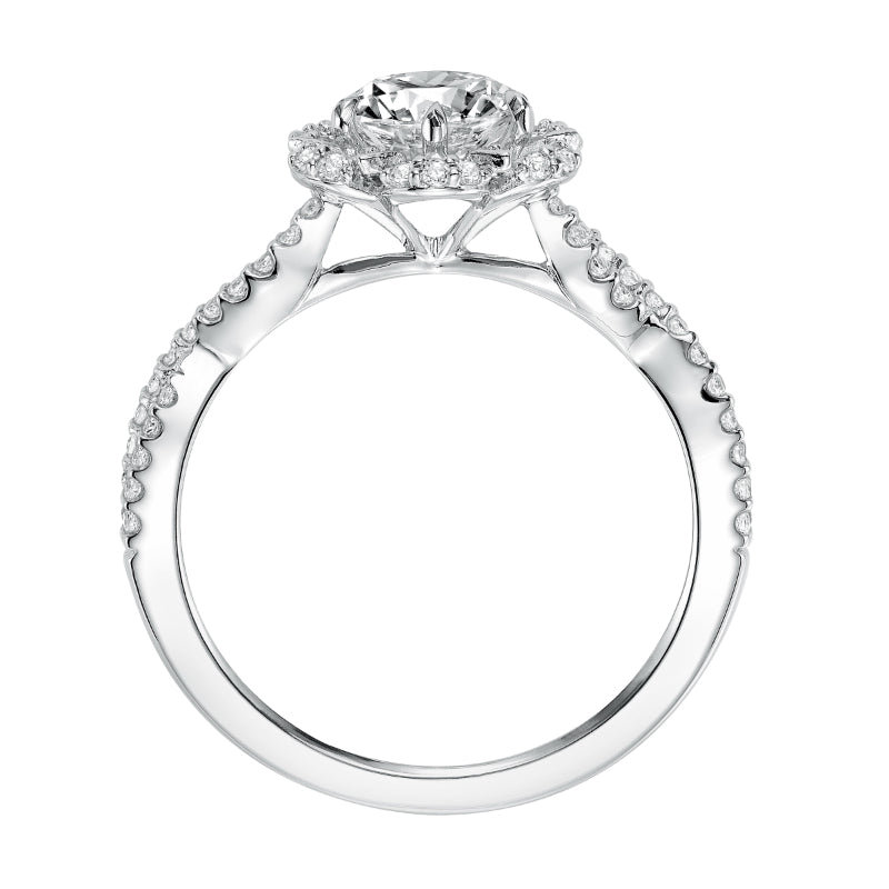 Artcarved Bridal Mounted with CZ Center Contemporary Floral Halo Engagement Ring Monique 14K White Gold