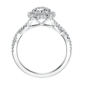 Artcarved Bridal Mounted with CZ Center Contemporary Floral Halo Engagement Ring Monique 14K White Gold