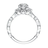 Artcarved Bridal Mounted with CZ Center Vintage Floral Halo Engagement Ring Sabina 14K White Gold