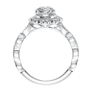 Artcarved Bridal Mounted with CZ Center Vintage Floral Halo Engagement Ring Sabina 14K White Gold