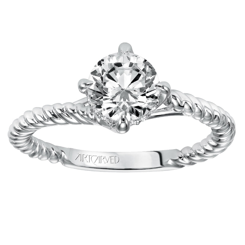 Artcarved Bridal Mounted with CZ Center Contemporary Americana Solitaire Engagement Ring Aline 14K White Gold