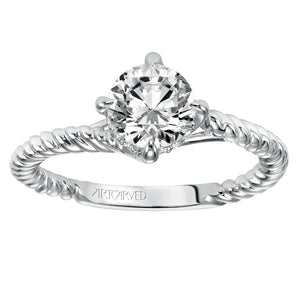 Artcarved Bridal Mounted with CZ Center Contemporary Americana Solitaire Engagement Ring Aline 14K White Gold