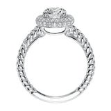 Artcarved Bridal Mounted with CZ Center Contemporary Americana Halo Engagement Ring Margo 14K White Gold