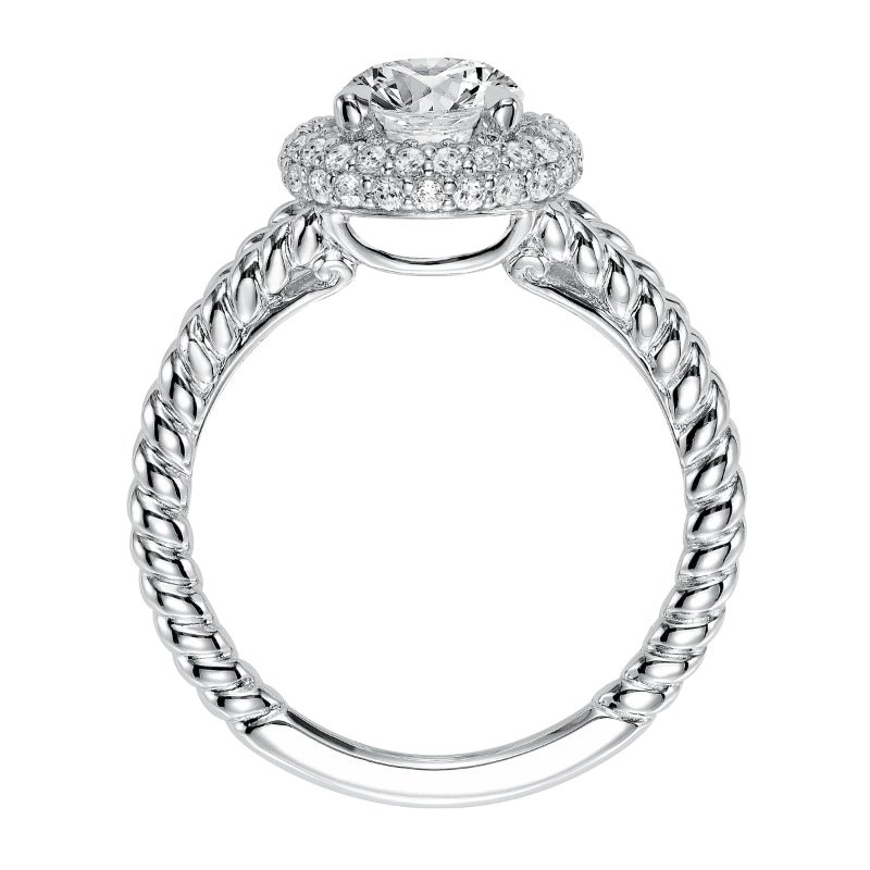 Artcarved Bridal Mounted with CZ Center Contemporary Americana Halo Engagement Ring Margo 14K White Gold