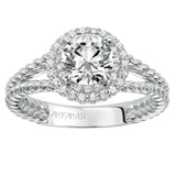 Artcarved Bridal Mounted with CZ Center Contemporary Americana Halo Engagement Ring Margo 14K White Gold