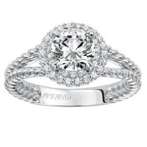 Artcarved Bridal Mounted with CZ Center Contemporary Americana Halo Engagement Ring Margo 14K White Gold