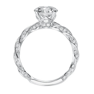 Artcarved Bridal Mounted with CZ Center Contemporary Twist Diamond Engagement Ring Evie 14K White Gold