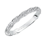 Artcarved Bridal Mounted with Side Stones Contemporary Twist Diamond Wedding Band Evie 14K White Gold