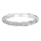 Artcarved Bridal Mounted with Side Stones Contemporary Twist Diamond Wedding Band Evie 14K White Gold