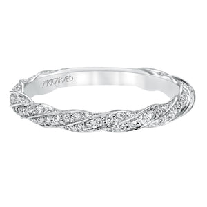 Artcarved Bridal Mounted with Side Stones Contemporary Twist Diamond Wedding Band Evie 14K White Gold