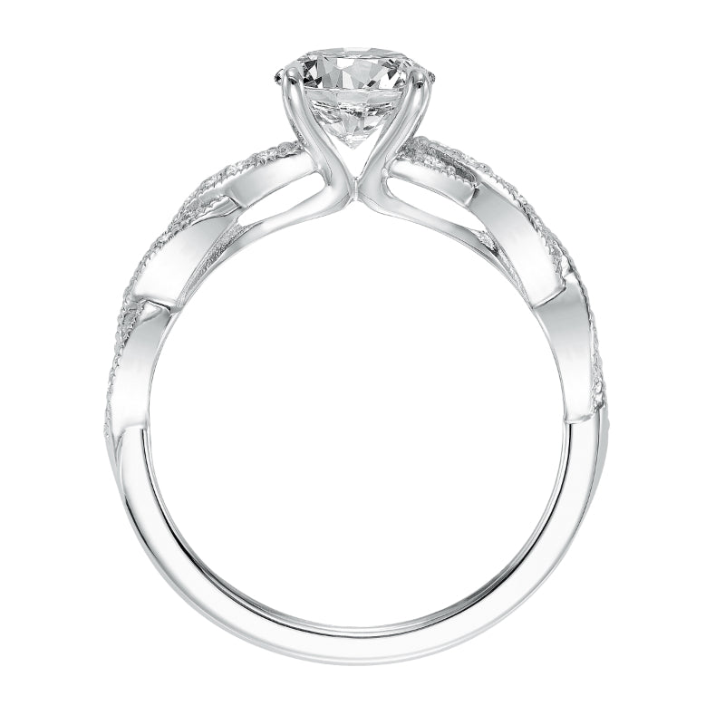 Artcarved Bridal Mounted with CZ Center Contemporary Twist Diamond Engagement Ring Cintra 14K White Gold