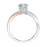 Artcarved Bridal Mounted with CZ Center Classic Americana Engagement Ring Mimi 14K White Gold Primary & 14K Rose Gold