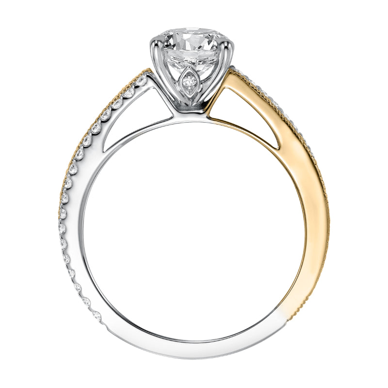 Artcarved Bridal Mounted with CZ Center Contemporary Diamond Engagement Ring Lancy 14K White Gold Primary & 14K Yellow Gold