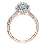 Artcarved Bridal Mounted with CZ Center Contemporary Floral Halo Engagement Ring Katalina 14K Rose Gold Primary & White Gold