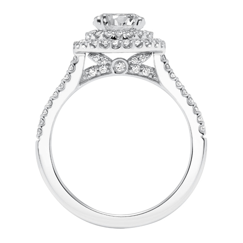 Artcarved Bridal Mounted with CZ Center Classic Halo Engagement Ring Melinda 14K White Gold