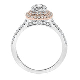 Artcarved Bridal Mounted with CZ Center Classic Halo Engagement Ring Avril 14K White Gold Primary & 14K Rose Gold