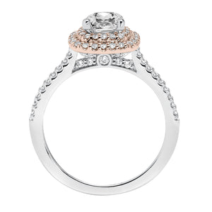 Artcarved Bridal Mounted with CZ Center Classic Halo Engagement Ring Avril 14K White Gold Primary & 14K Rose Gold