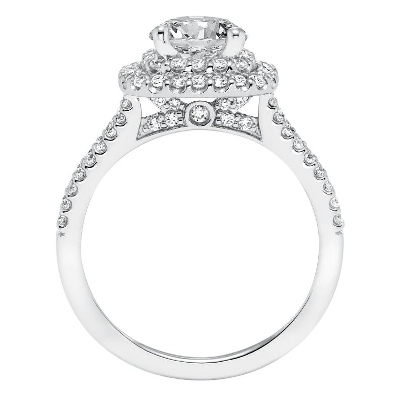 Artcarved Bridal Mounted with CZ Center Classic Halo Engagement Ring Kristen 14K White Gold