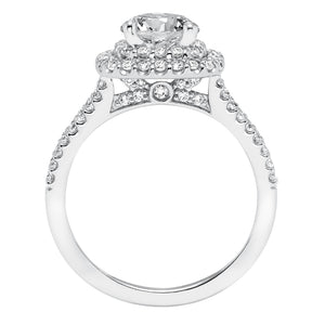 Artcarved Bridal Mounted with CZ Center Classic Halo Engagement Ring Kristen 14K White Gold