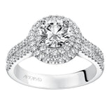Artcarved Bridal Mounted with CZ Center Classic Halo Engagement Ring Kristen 14K White Gold