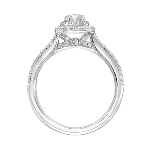 Artcarved Bridal Mounted Mined Live Center Classic One Love Halo Engagement Ring Dorothy 14K White Gold