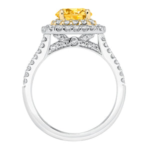 Artcarved Bridal Mounted with CZ Center Classic Halo Engagement Ring Marigold 14K White Gold Primary & 14K Yellow Gold