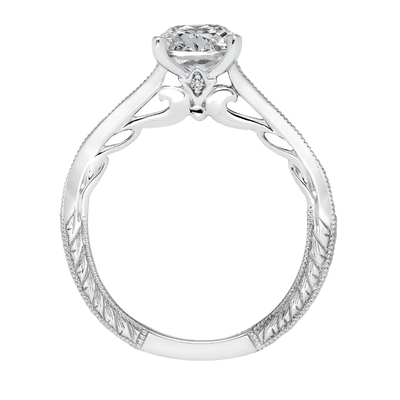 Artcarved Bridal Mounted with CZ Center Vintage Filigree Diamond Engagement Ring Tilda 14K White Gold