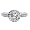 Artcarved Bridal Semi-Mounted with Side Stones Vintage Filigree Halo Engagement Ring Jemima 14K White Gold