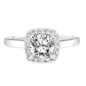 Artcarved Bridal Mounted with CZ Center Classic Halo Engagement Ring Ariana 14K White Gold