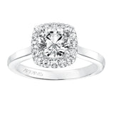 Artcarved Bridal Semi-Mounted with Side Stones Classic Halo Engagement Ring Ariana 14K White Gold