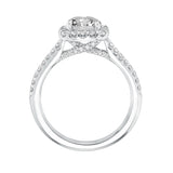 Artcarved Bridal Semi-Mounted with Side Stones Classic Halo Engagement Ring Liv 14K White Gold