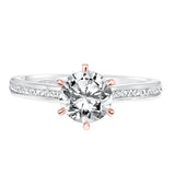 Artcarved Bridal Mounted with CZ Center Classic Diamond Engagement Ring Maura 14K White Gold Primary & 14K Rose Gold