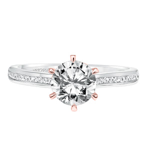 Artcarved Bridal Mounted with CZ Center Classic Diamond Engagement Ring Maura 14K White Gold Primary & 14K Rose Gold