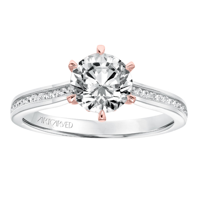 Artcarved Bridal Mounted with CZ Center Classic Diamond Engagement Ring Maura 14K White Gold Primary & 14K Rose Gold