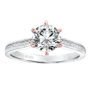 Artcarved Bridal Mounted with CZ Center Classic Diamond Engagement Ring Maura 14K White Gold Primary & 14K Rose Gold