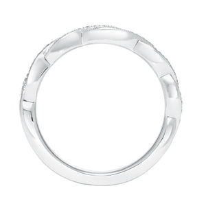 Artcarved Bridal Mounted with Side Stones Contemporary Twist Halo Diamond Wedding Band Anja 14K White Gold