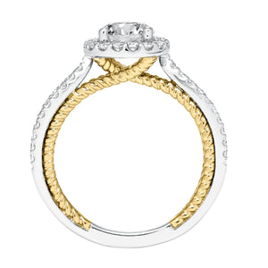 Artcarved Bridal Mounted with CZ Center Contemporary Rope Halo Engagement Ring Marin 14K White Gold Primary & 14K Yellow Gold